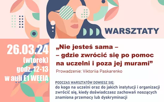 Plakat warsztatów dla studentek z kodem QR do zapisów